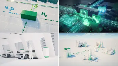 The future of the energy – scenes of hydrogen production, hydrogen filling stations, decentralized energy supply, and digital twins